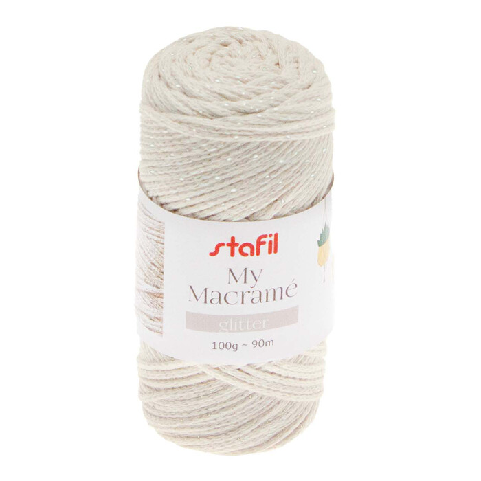 STAFIL Makramee-Garn Glitter 100 g creme