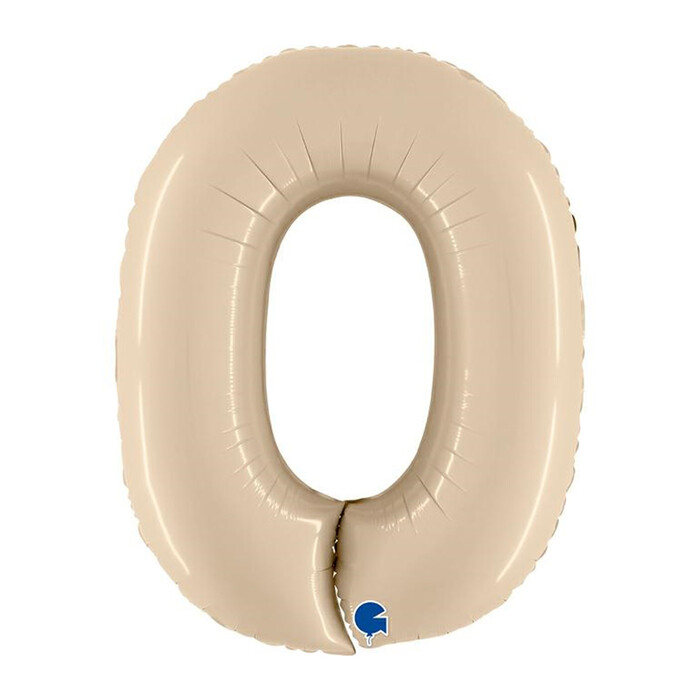 GRABO Heliumballon Satin Cream Zahl 0 beige