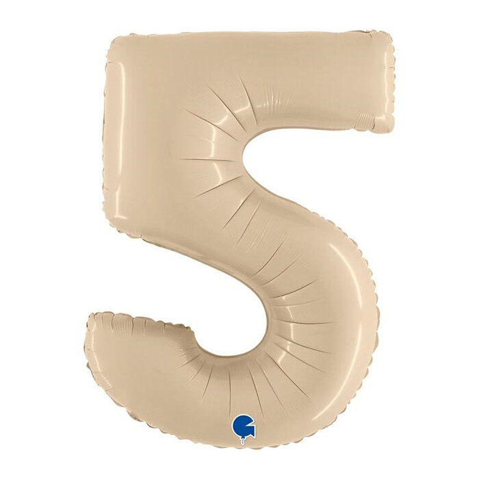 GRABO Heliumballon Satin Cream Zahl 5 beige