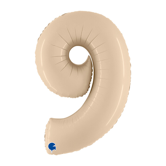 GRABO Heliumballon Satin Cream Zahl 9 beige