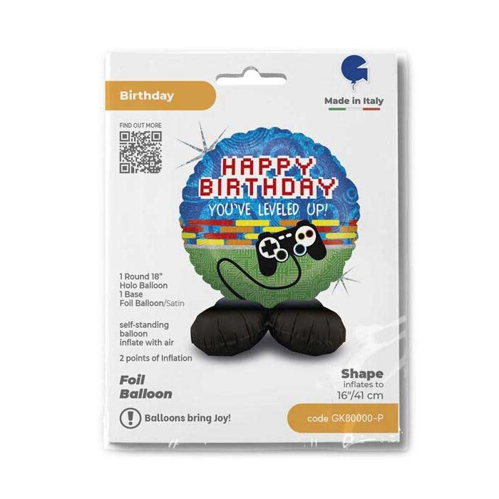 Luftballon Stand Up Game Happy Birthday You've leveled up! 41 cm bunt