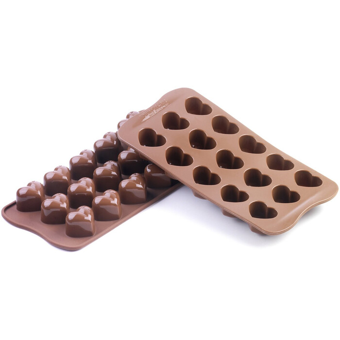 SILIKOMART Pralinenform aus Silikon Herz 1 Stück braun