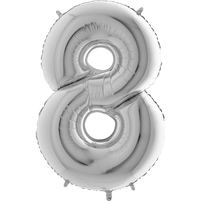 Zahlenballon 8 silber
