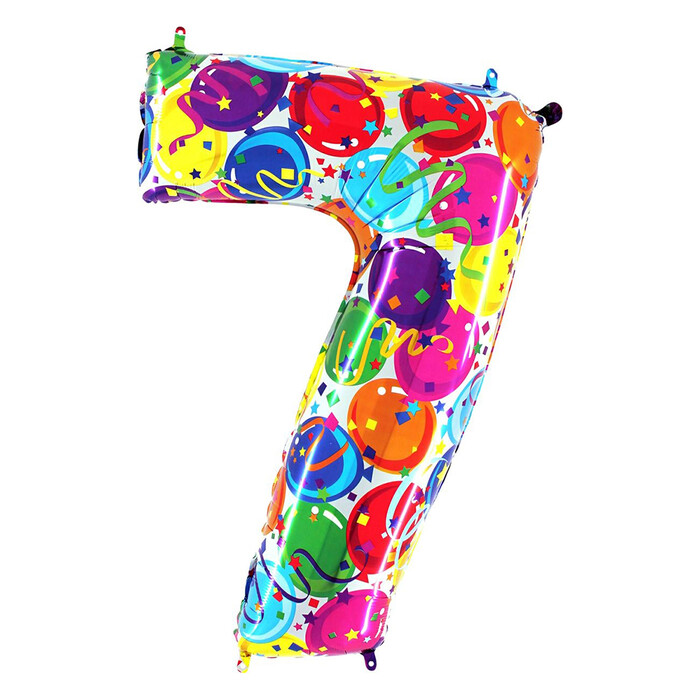 GRABO Heliumballon Zahl 7 Ballons bunt