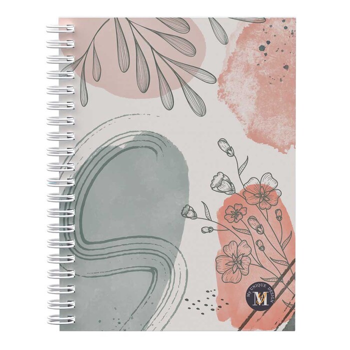 Notizblock Serie Flowers White Grey A5 120 Seiten bunt