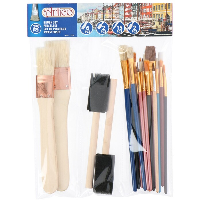 ARTICO Pinsel-Set 25 Teile mehrere Größen