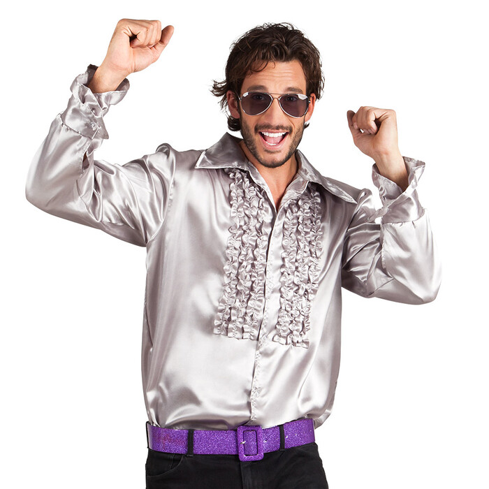 Party-Shirt Satin Classic M 50-52 silber
