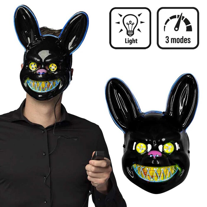 Maske Killer Rabbit mit 3 Lichtmodi schwarz