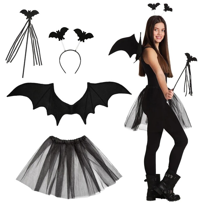 Kostüm Set Fledermaus schwarz