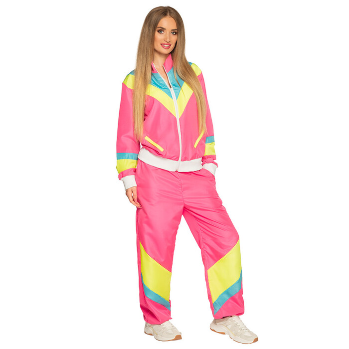 Trainingsanzug Retro Frau Größe S neonrosa