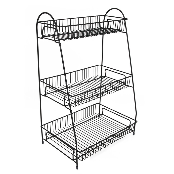 Gewürzregal mit 3 Ebenen aus Metall schwarz