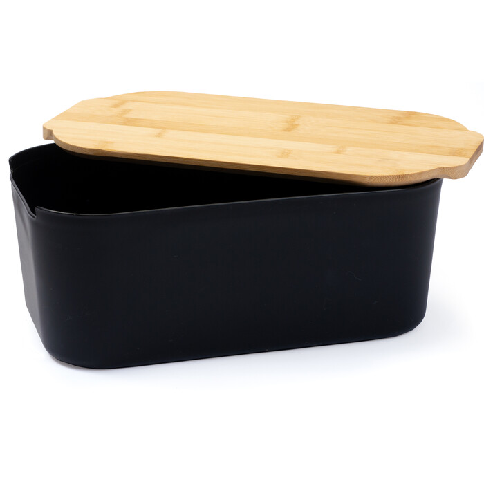 Brotkasten mit Bambusdeckel 33 x 18 x 12 cm schwarz/braun
