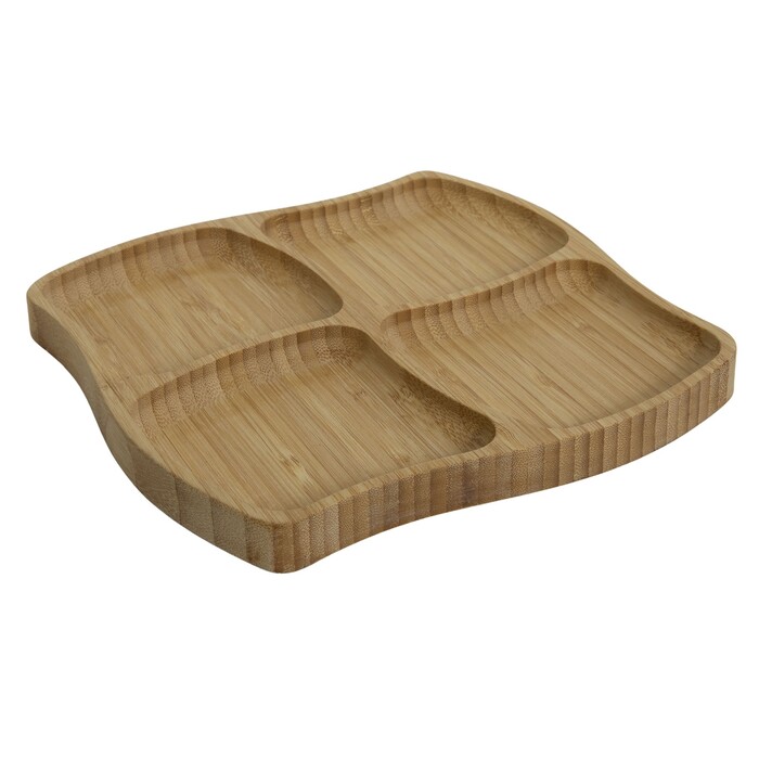 Tapas Teller mit 4 Fächern 20 x 20 x 1,5 cm braun