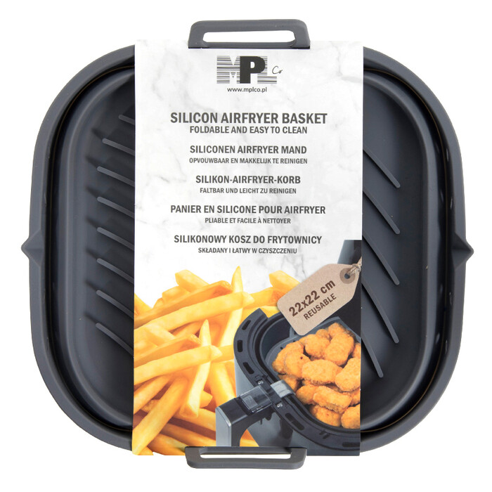 Silikonschale für Heißluftfritteuse 22 x 22 cm grau