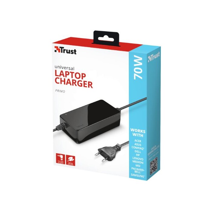 Trust Universal-Netzteil für Laptops - Primo 70W, schwarz