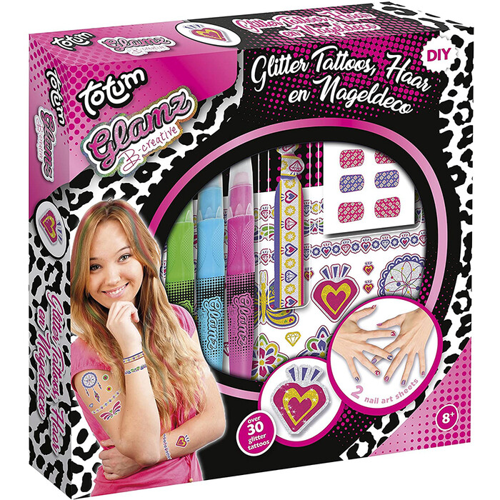 TOTUM Glitzertattoo-, Haar- und Nagel-Set bunt