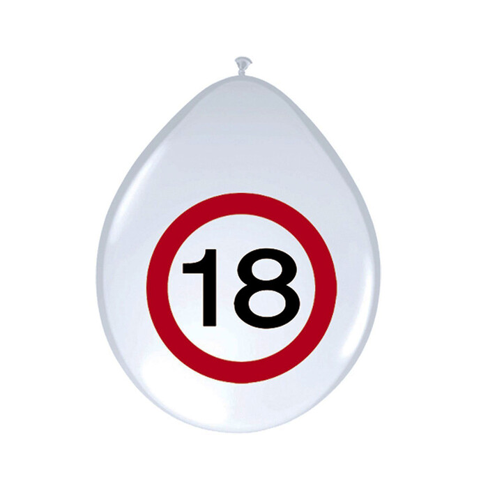 FOLAT Luftballon Verkehrsschild - 18 8 Stück Ø 30 cm weiß