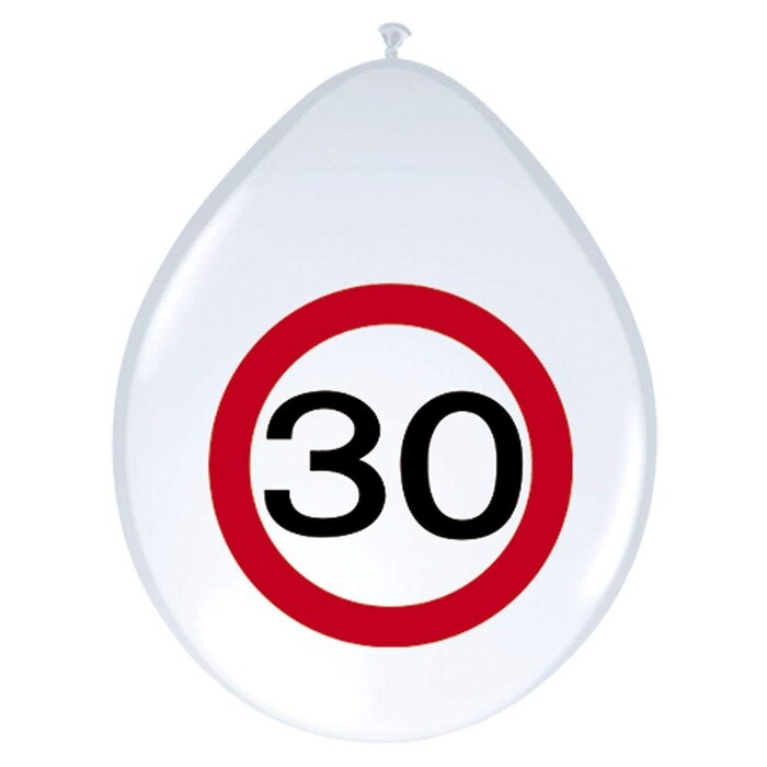 FOLAT Luftballon Verkehrsschild - 30 8 Stück Ø 30 cm weiß