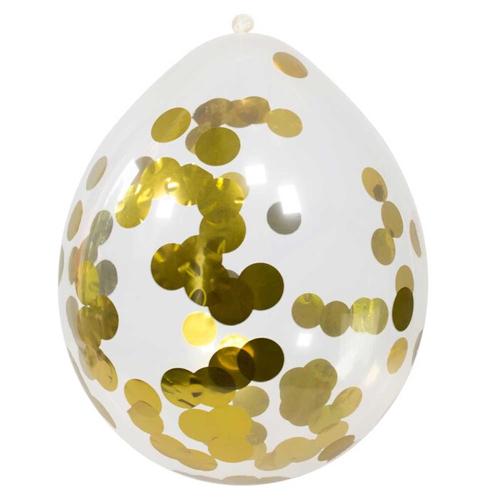 Ballons mit goldenem Konfetti 30 cm 4 Stück
