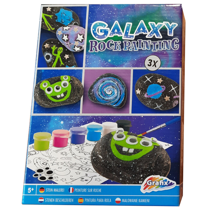 GRAFIX Bastelset Steine Bemalen Galaxy inkl. Zubehör