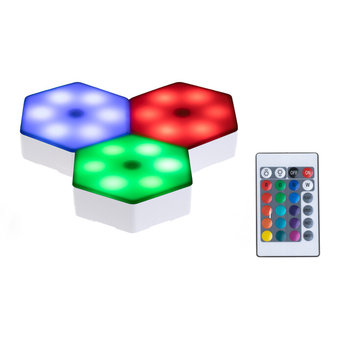 Hexagon LED-Leuchten 3 Stück inkl. Fernbedienung