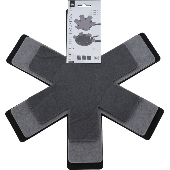 Pfannenschoner 6er-Set aus Filz schwarz/grau