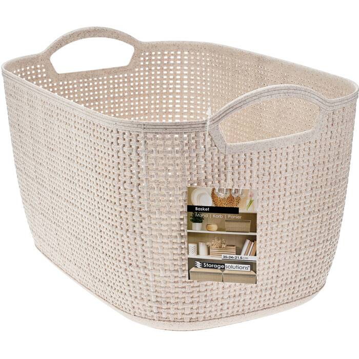 Korb mit Griffen 35 x 24 x 21,5 cm beige