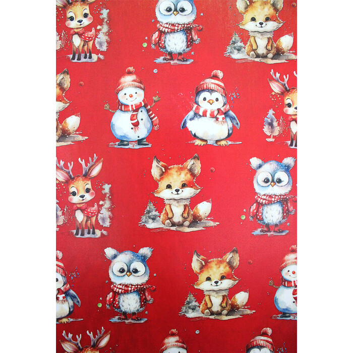 Geschenkpapier Waldtiere 2 m x 70 cm rot