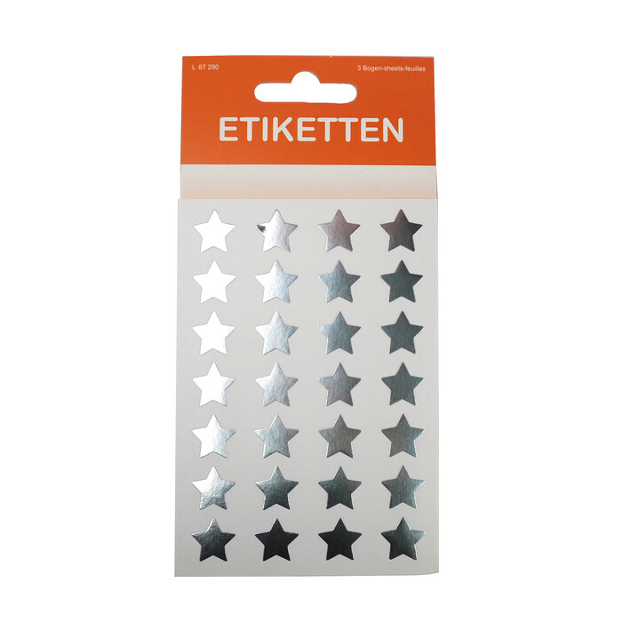 Sticker Sterne klein Ø 14 mm 3 Blatt silber