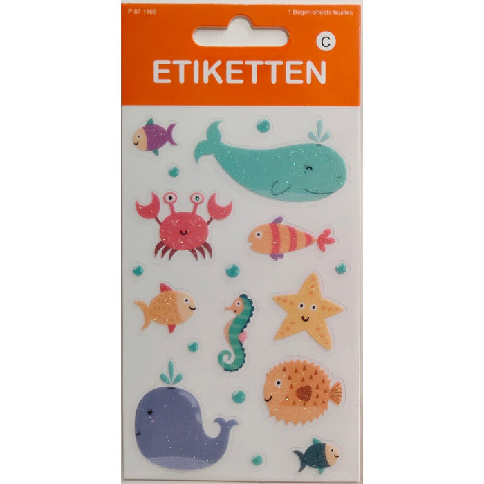 Stickerset Meerestiere 1 Bogen bunt