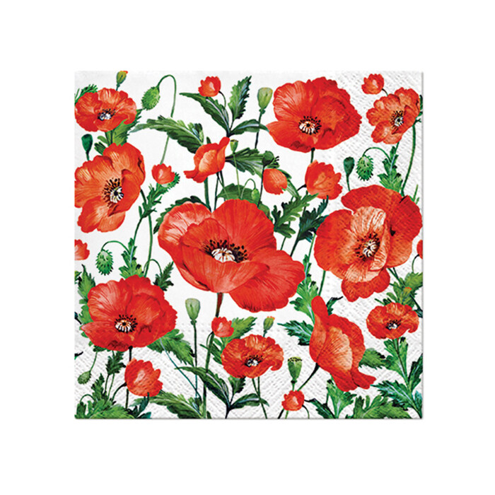 Servietten Mohnblumen 33 x 33 cm 20 Stück bunt