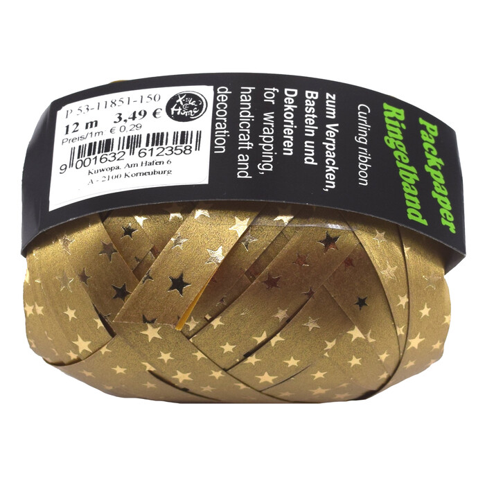 XXL Jumbo Ei mit goldenen Sternen Packpapier 10 mm x 12 m gold