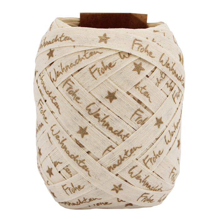 XXL Jumbo Ei Frohe Weihnachten 10 mm x 12 m natur/gold