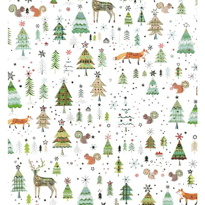 Geschenkpapier Fuchs & Rentier 2 m x 70 cm weiß