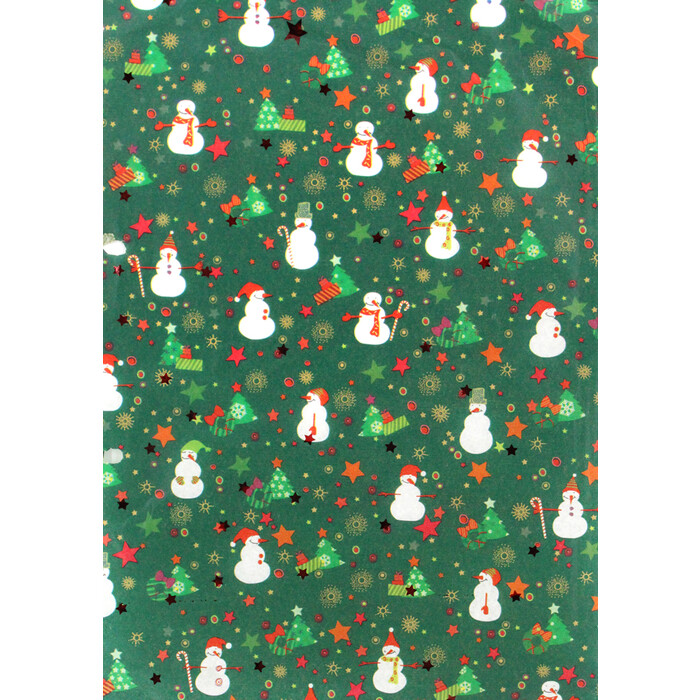 Geschenkpapier Schneemänner 2 m x 70 cm grün