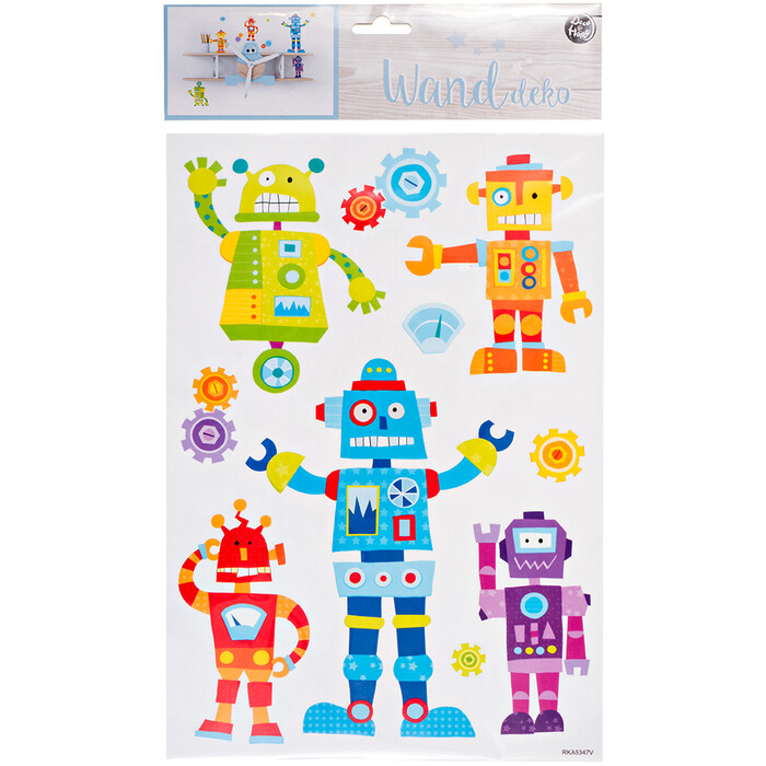 Sticker Wanddeko Roboter 42,3 x 25 cm bunt