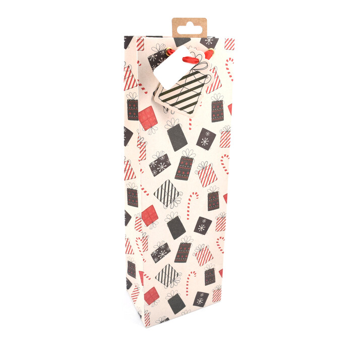 Tragetasche Kleine Geschenke für 1 Flasche 12 x 37 x 8 cm bunt