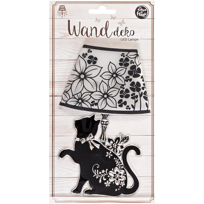 Mini Wandsticker LED-Lampe Katze 11 x 19 cm cm selbstklebend