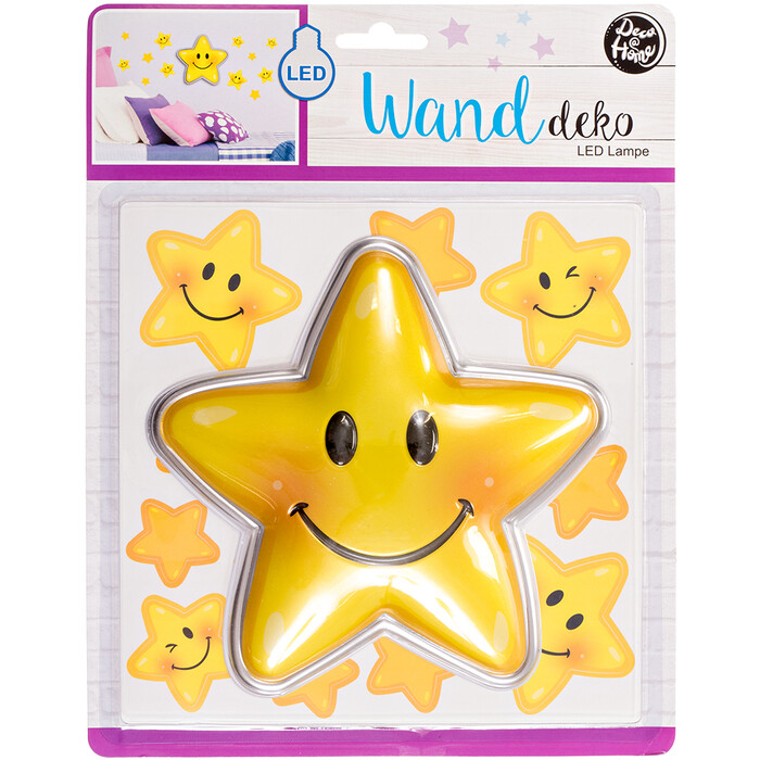 Wandsticker mit LED-Lampe Stern 18 x 17,5 cm selbstklebend