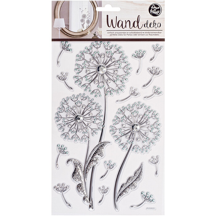 Raumdekosticker Pusteblume metallic selbstklebend silber