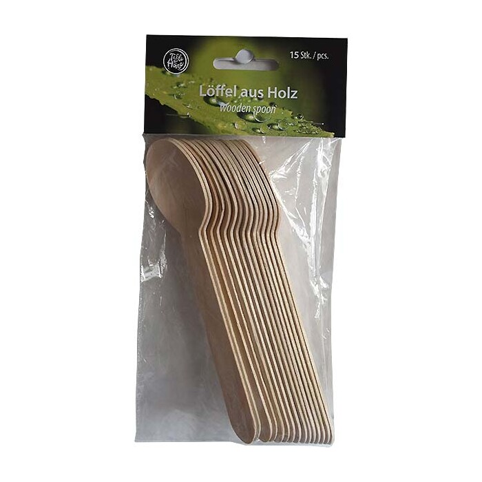 Löffel aus Holz 16 cm 15 Stück