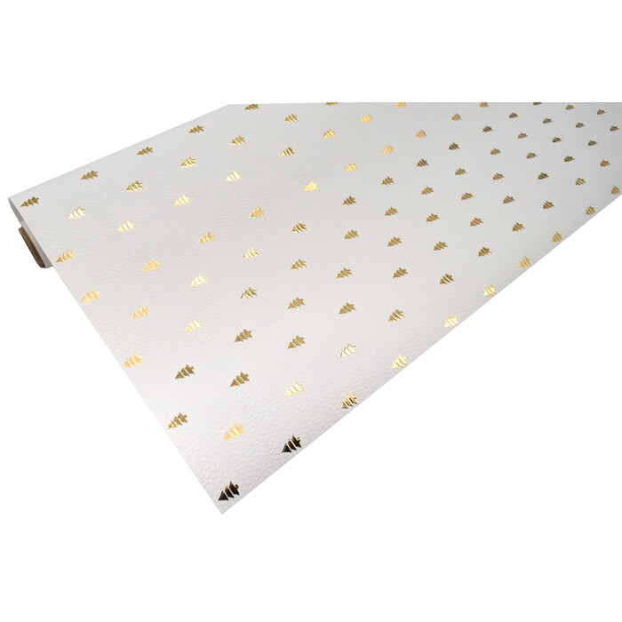Geschenkpapier Baum 1,5 m x 70 cm weiß/gold