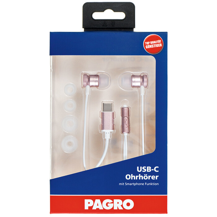 PAGRO In-Ear Kopfhörer USB-C rosegold