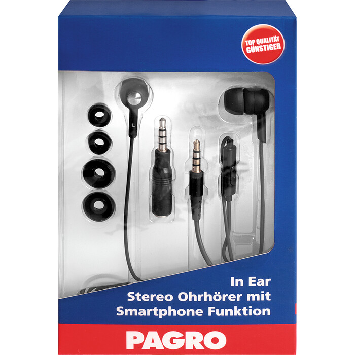 PAGRO In-Ear Kopfhörer mit Handy-Funktion schwarz