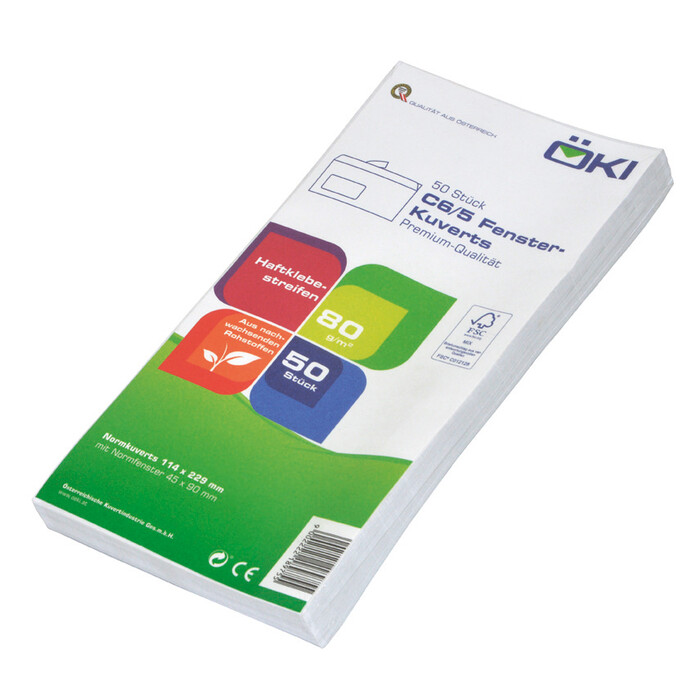 ÖKI Fensterkuvert C6/5 50 Stück weiß