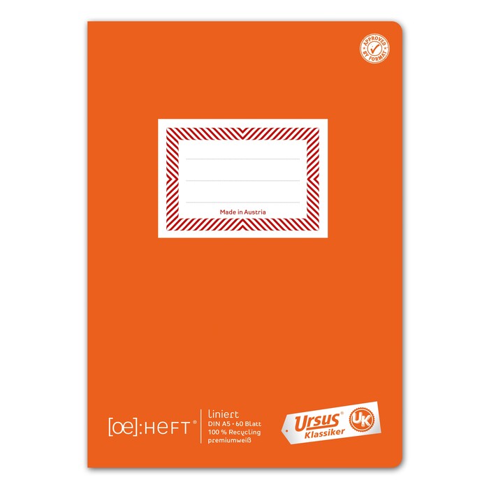 URSUS Schulheft A5 60 Blatt 10 mm liniert ohne Rahmen