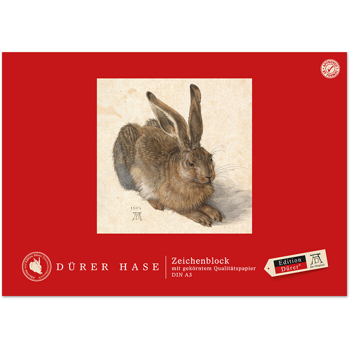 EDITION DÜRER Hase Zeichenblock A3 gekörnt 18 Blatt