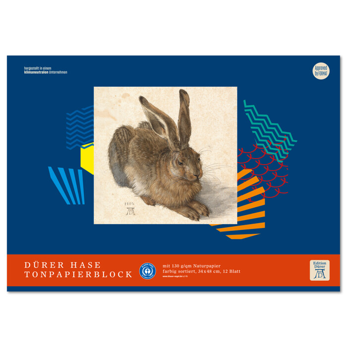 EDITION DÜRER Tonpapierblock 34 x 48 cm 12 Blatt farbig sortiert