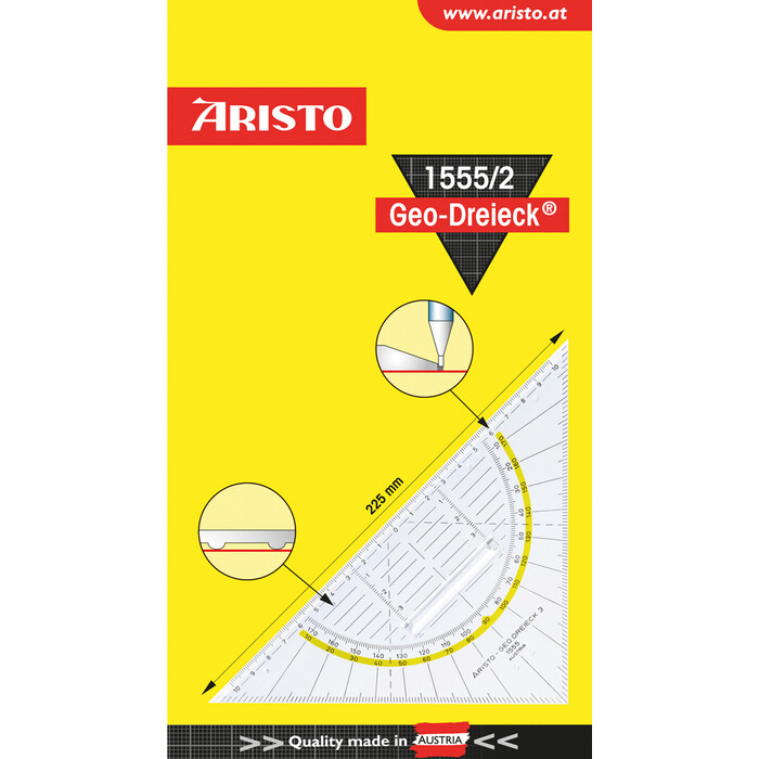 ARISTO Geodreieck 1555/2 mit Griff 22,5 cm transparent