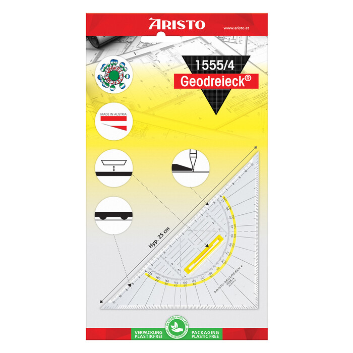 ARISTO Geodreieck 1555/4 mit Griff 25 cm transparent